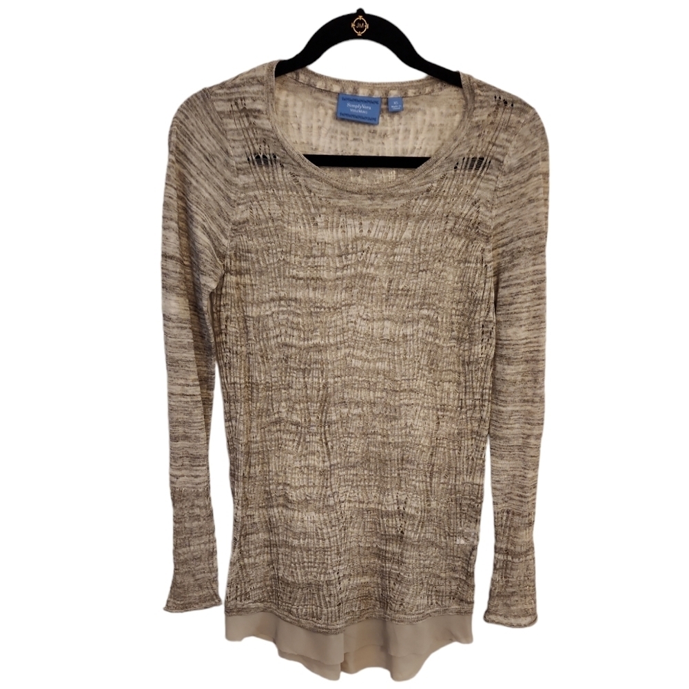Simply Vera Vera Wang Gray Long Sleeve Loose Knit Tunic Top Size XS